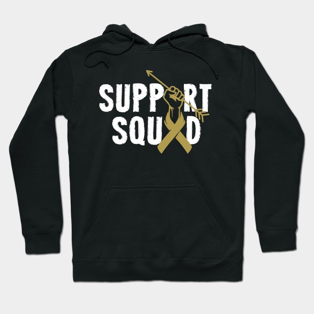 Support Squad Childhood Cancer Awareness Ribbon Hoodie by ArtedPool